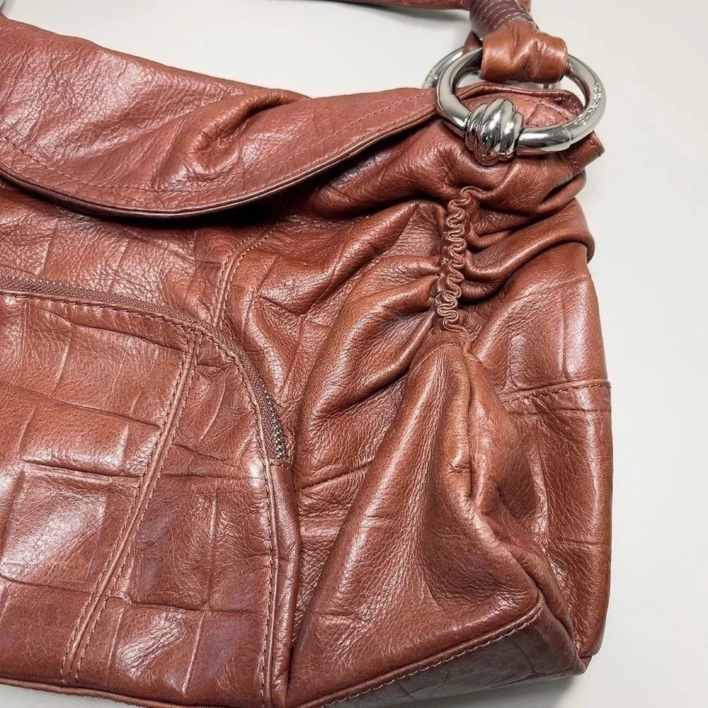 B. MAKOWSKY  | CROC LEATHER SATCHEL BOHO SHOULDER BAG - Picture 5 of 14
